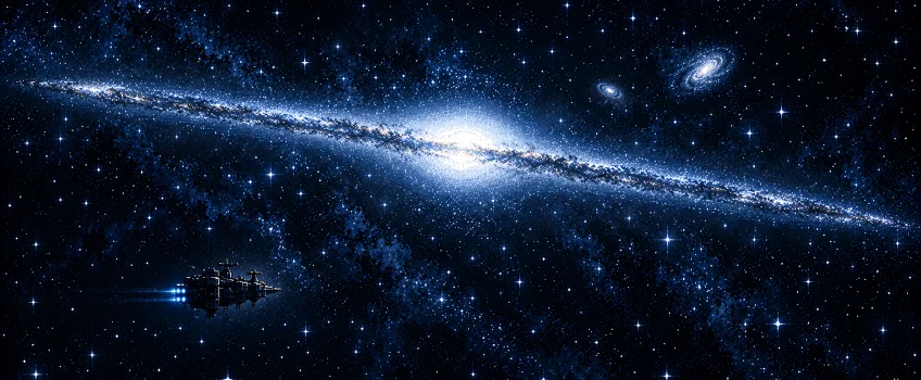 An ark under the Milky Way, seen edge-on from outside